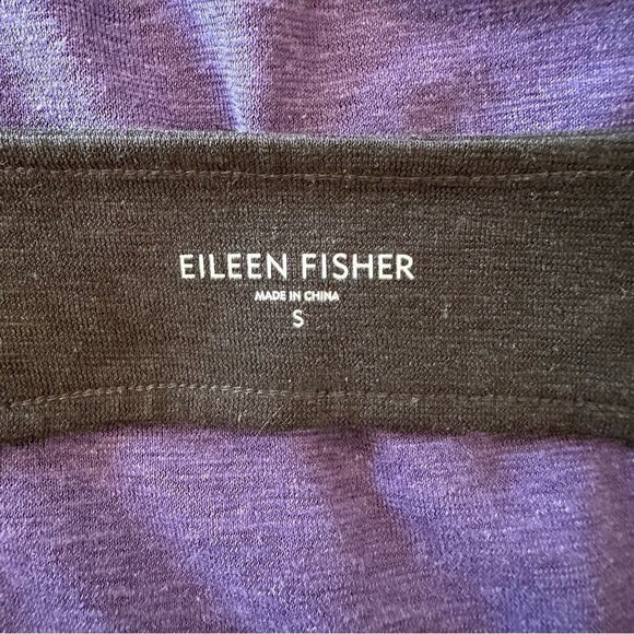 Eileen Fisher Organic Cotton Blend Open Back Colorblock Purple-Black Midi Dress - Picture 8 of 11